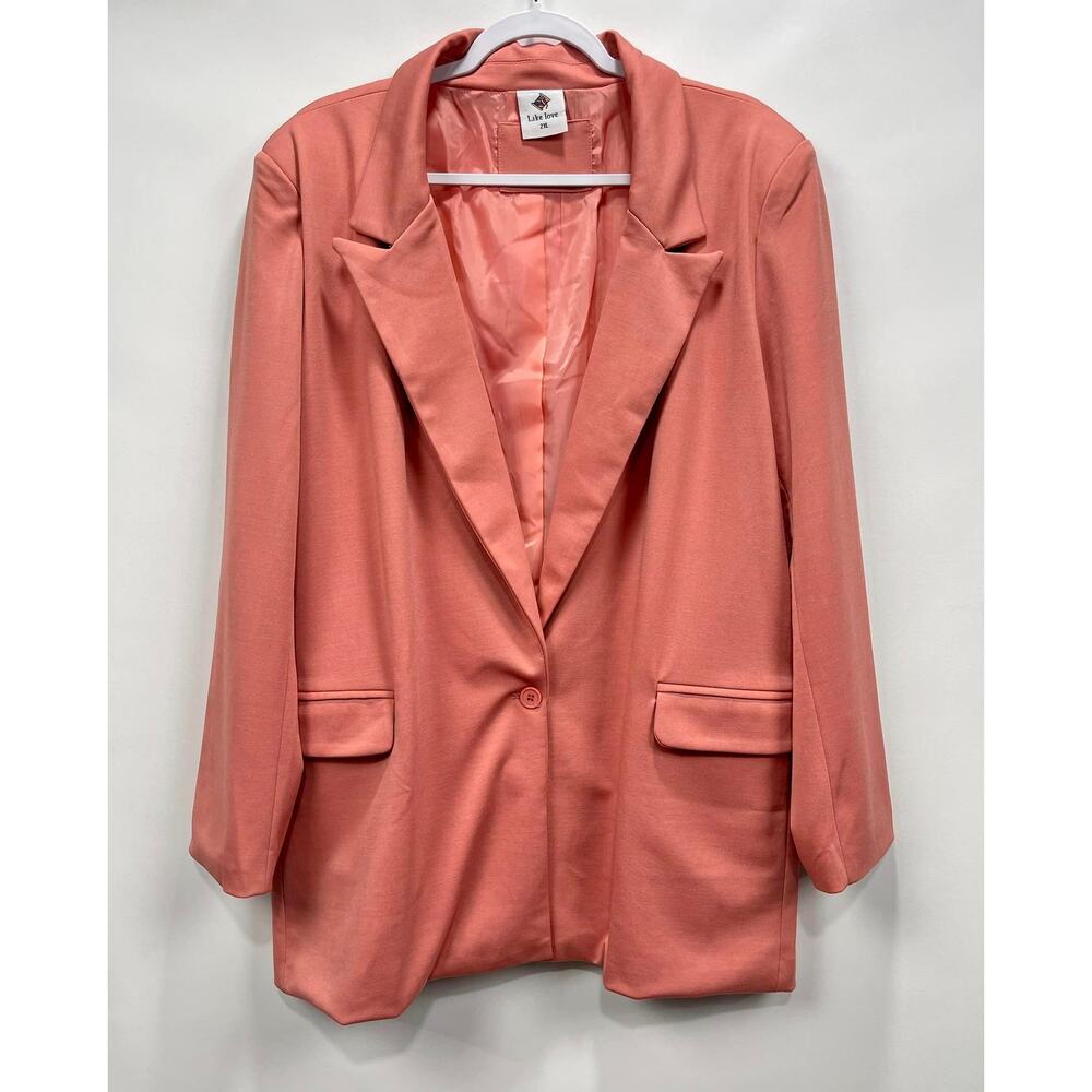Like Love Blazer Jacket Womens 2X Plus Size Coral Business Casual Dressy‎ Party